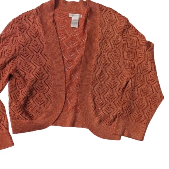 Crotchet Cropped Open Knit Cardigan Sweater - Picture 2 of 5